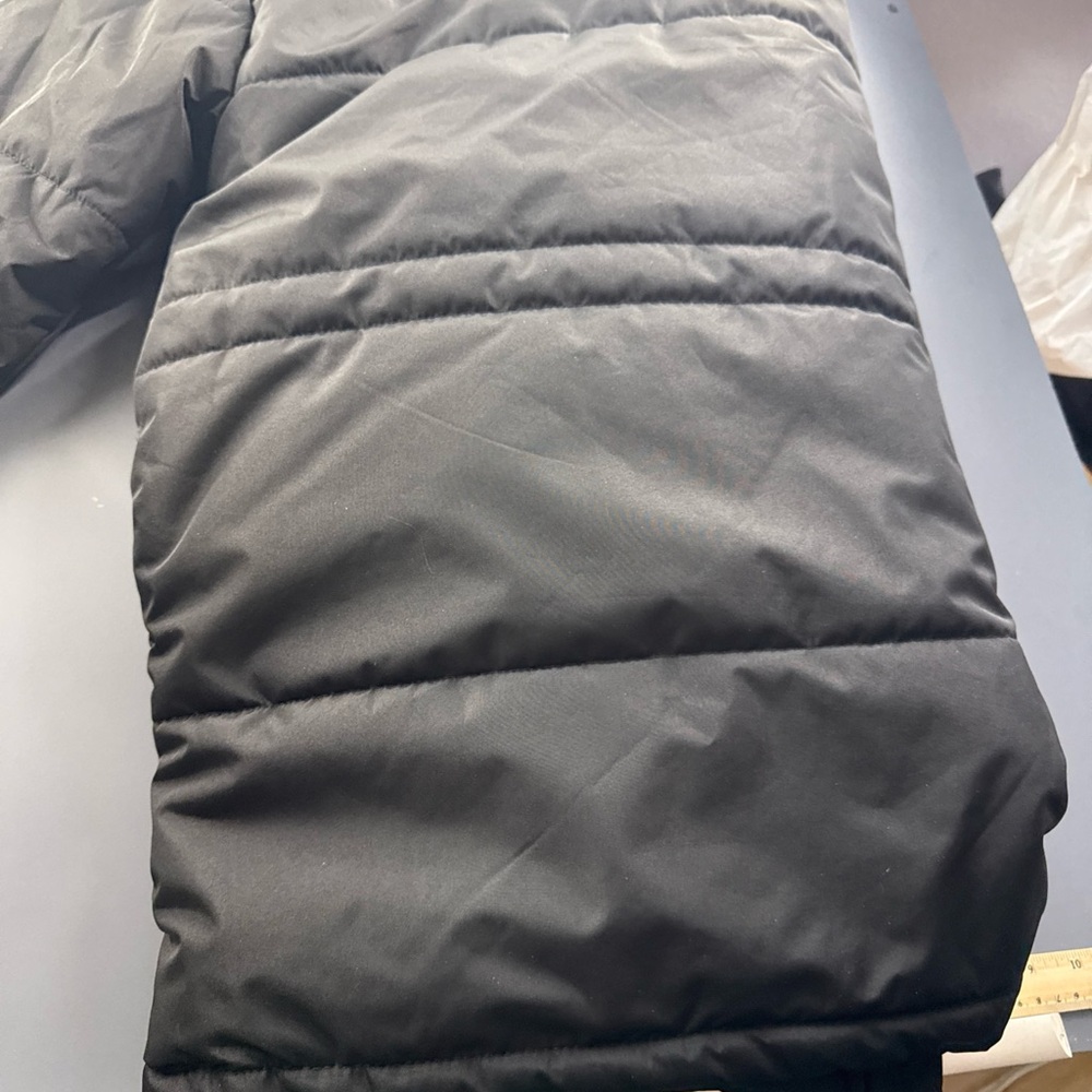 Men's Black Puffer Jacket with Faux Fur Hood Parka D’hiver Jacket - Picture 9 of 11
